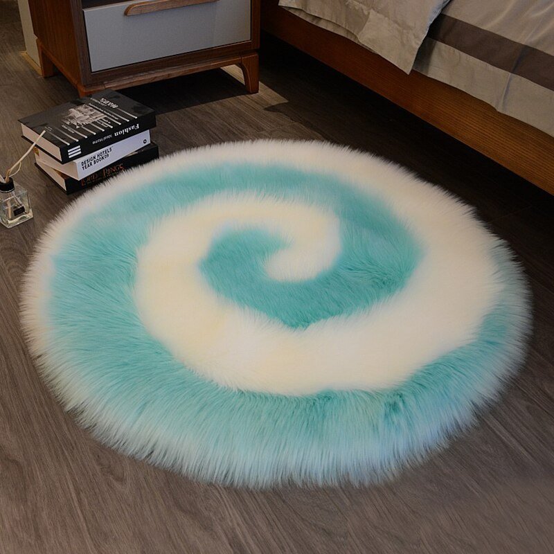 Soft Fluffy Faux Fur Rug - Washable Shaggy Fur Rugs, Small Round Carpets  for Living Room, Bedroom Floor Cushion Mats