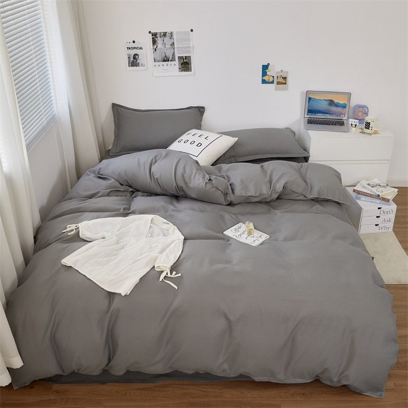 Solstice Simplistic Modern Home Textile Bedding Set: Solid Yellow Duvet Cover, Sheet, Pillowcase, Chic Bedroom Bed Linens - DormVibes