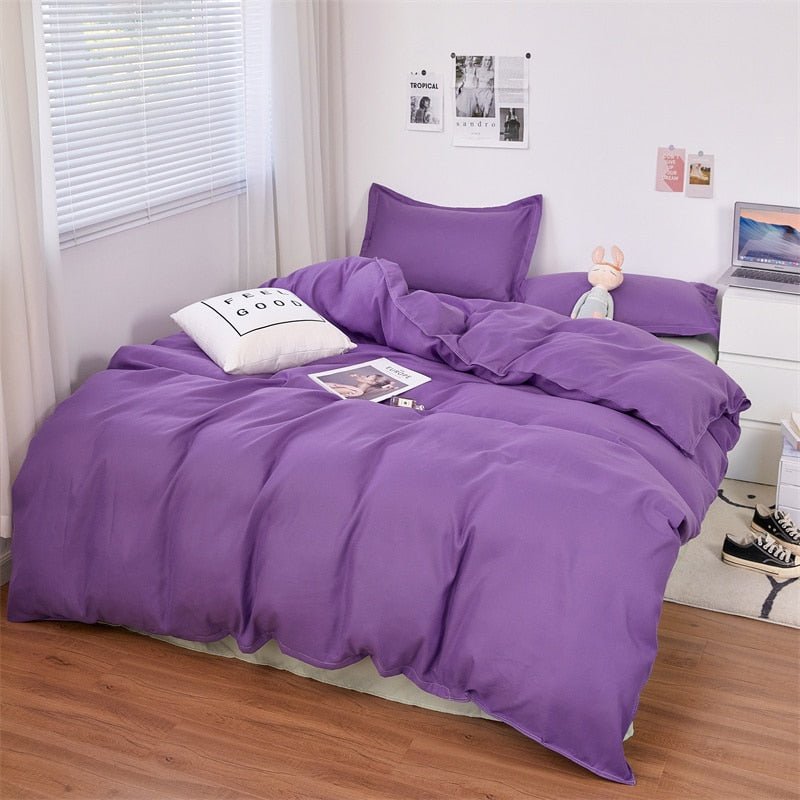 Solstice Simplistic Modern Home Textile Bedding Set: Solid Yellow Duvet Cover, Sheet, Pillowcase, Chic Bedroom Bed Linens - DormVibes