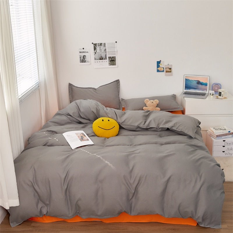Solstice Simplistic Modern Home Textile Bedding Set: Solid Yellow Duvet Cover, Sheet, Pillowcase, Chic Bedroom Bed Linens - DormVibes