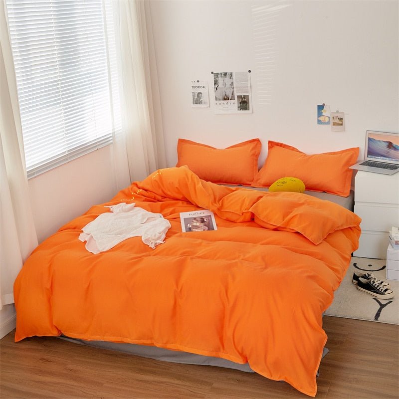 Solstice Simplistic Modern Home Textile Bedding Set: Solid Yellow Duvet Cover, Sheet, Pillowcase, Chic Bedroom Bed Linens - DormVibes
