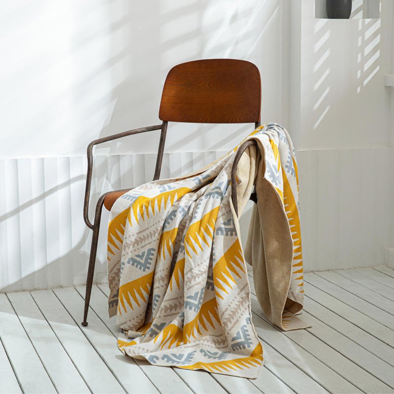 Mustard and grey throw blanket deals