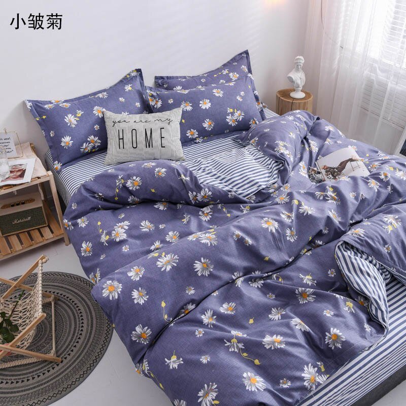 Spring & Summer Floral Bedding Set: Pastoral Style Peaches & Daisy Print Duvet Cover and Bed Sheet Set - DormVibes
