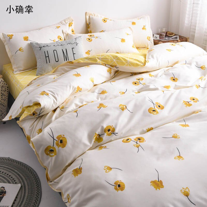 Spring & Summer Floral Bedding Set: Pastoral Style Peaches & Daisy Print Duvet Cover and Bed Sheet Set - DormVibes