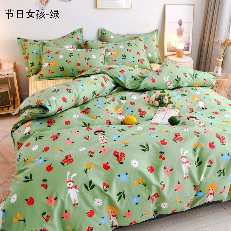 Spring & Summer Floral Bedding Set: Pastoral Style Peaches & Daisy Print Duvet Cover and Bed Sheet Set - DormVibes