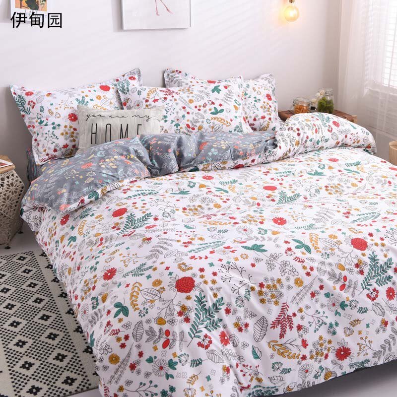 Spring & Summer Floral Bedding Set: Pastoral Style Peaches & Daisy Print Duvet Cover and Bed Sheet Set - DormVibes