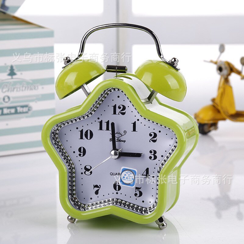 Square Heart Shape Bell Alarm Clock: No Ticking Twin Bell Alarm Clock with Nightlight, Perfect for Kids, Girls Bedrooms, Home Decor - DormVibes