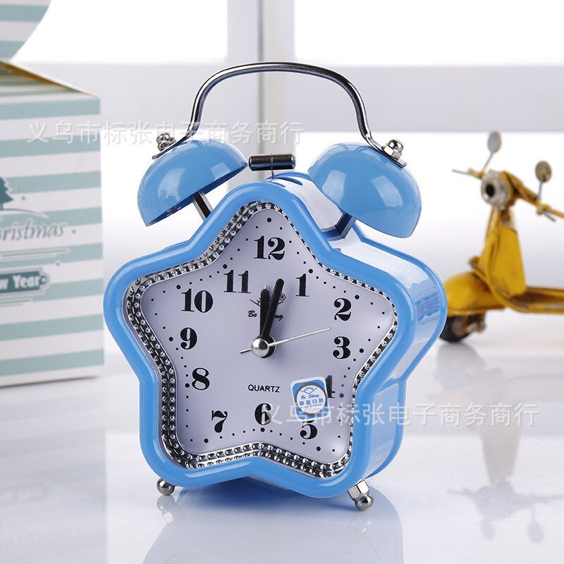 Square Heart Shape Bell Alarm Clock: No Ticking Twin Bell Alarm Clock with Nightlight, Perfect for Kids, Girls Bedrooms, Home Decor - DormVibes