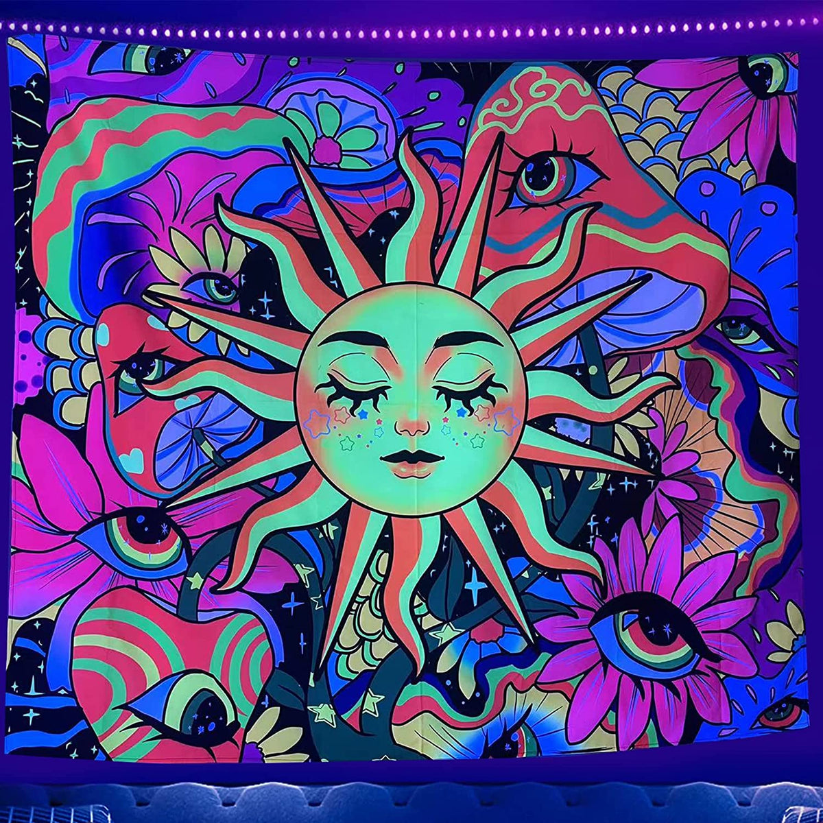 Sun Shrooms BlackLight Tapestry