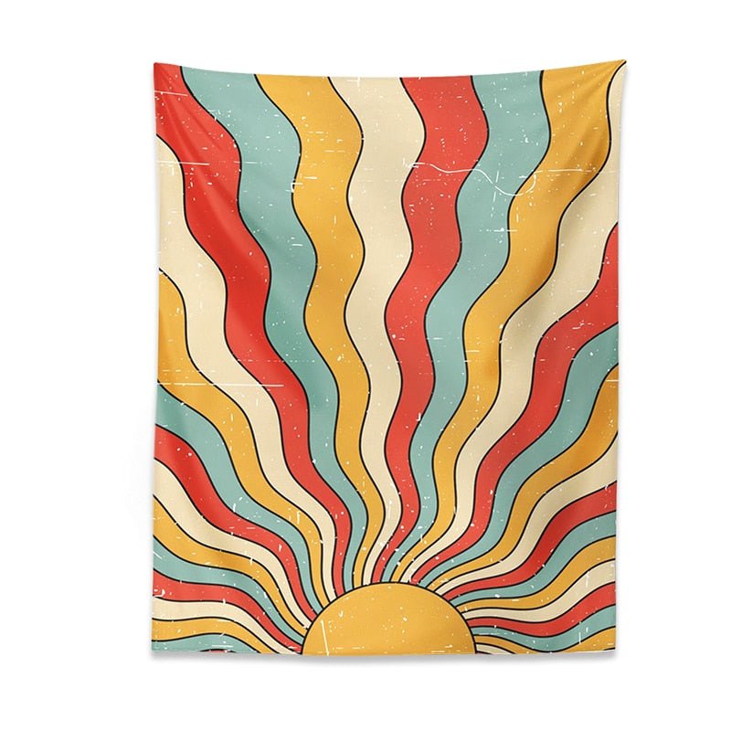 Sunshine Retro Tapestry - Vibrant 70s-Inspired Wall Art Print for Bohemian Home Decor - DormVibes