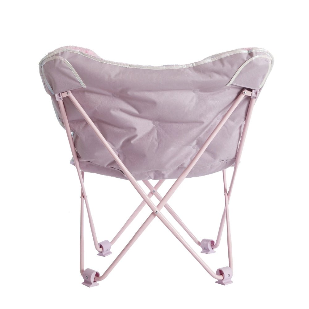 Super Folding Butterfly Chair - Portable Pink Chair with Holographic Trim, Ideal for Beach, Foldable Chair - DormVibes
