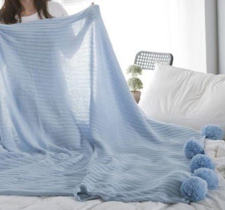 Blue pom online pom throw blanket