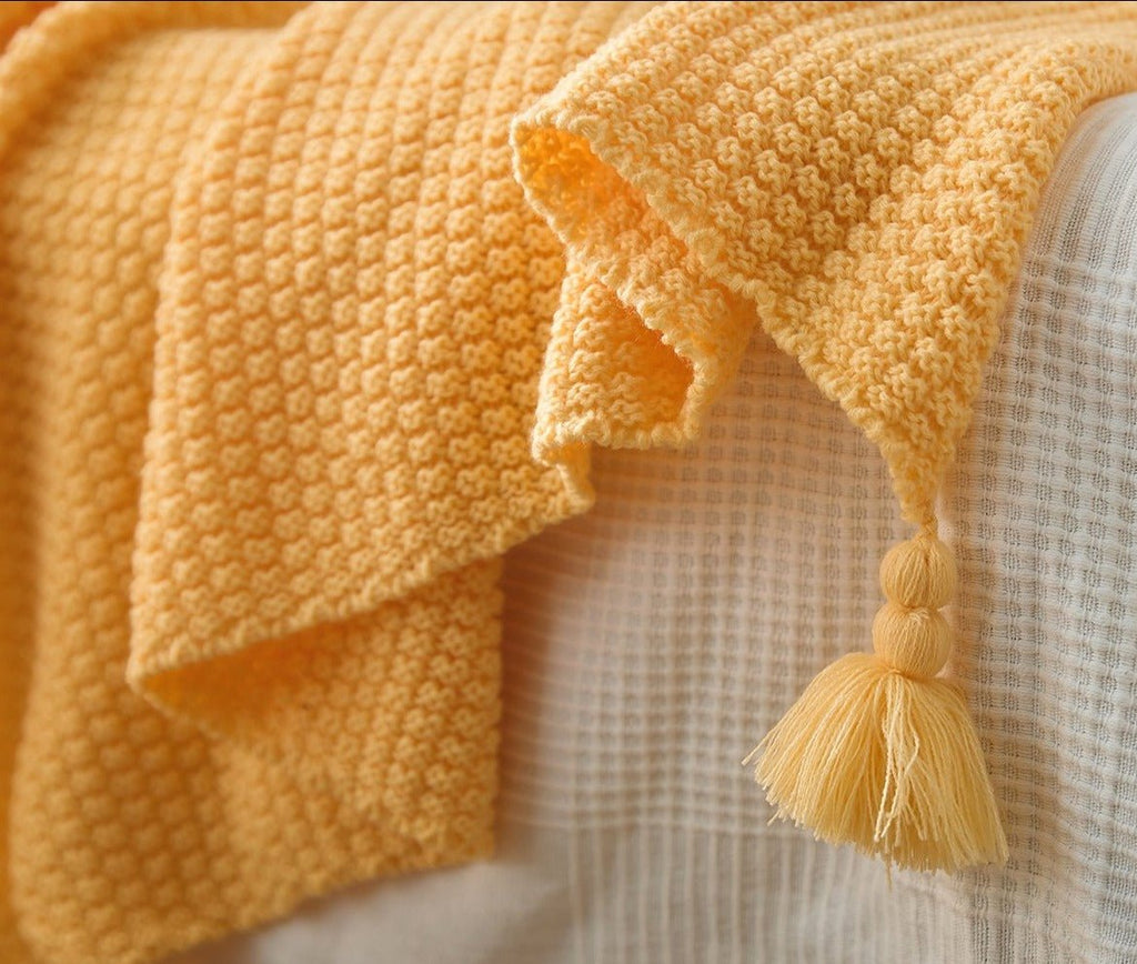 Tassel Knitted Throw Blanket - DormVibes