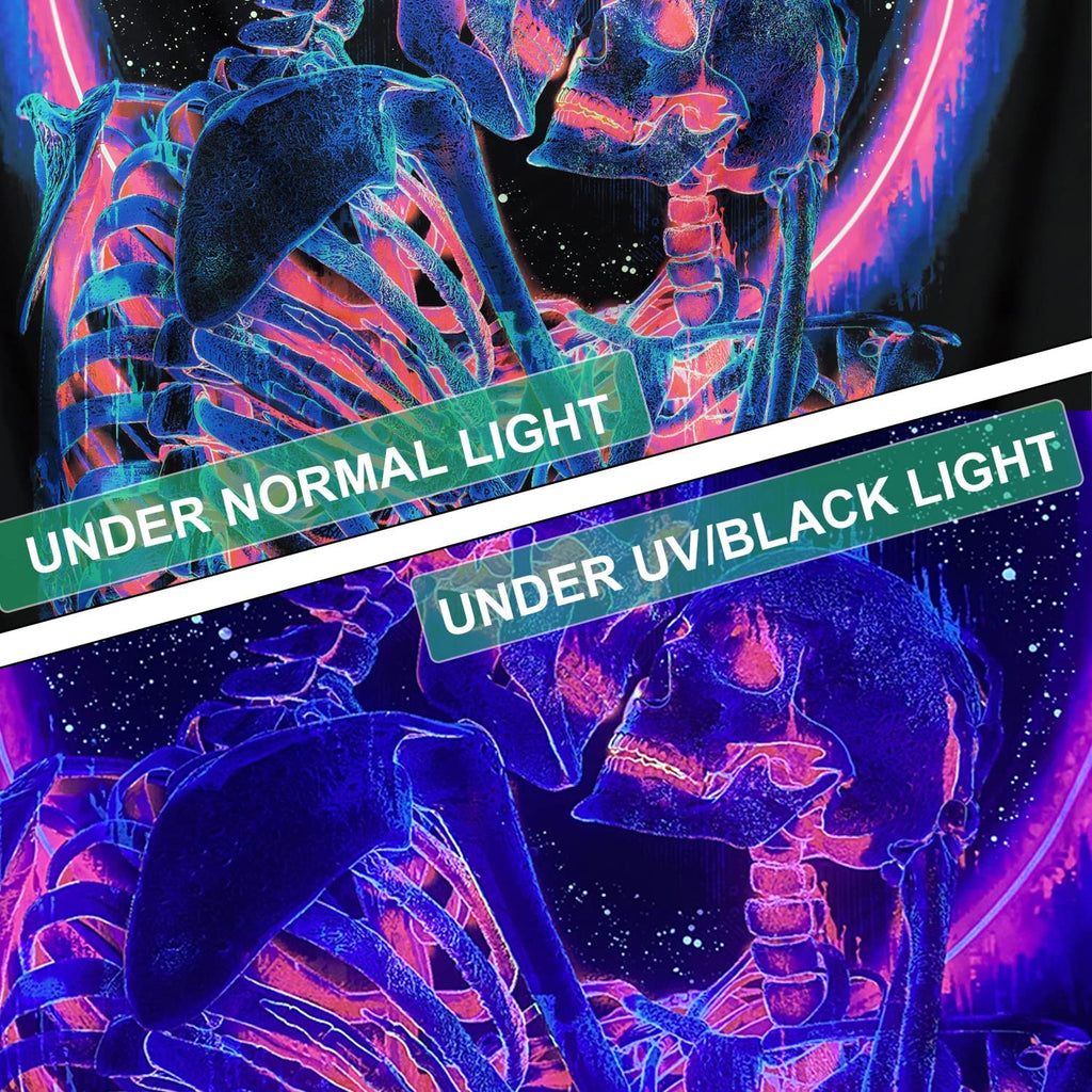 The Kissing Skeleton Blacklight Tapestry - DormVibes