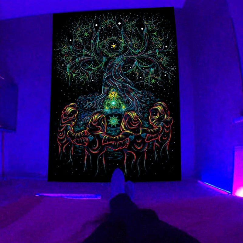 Tree People Clan Trippy Blacklight Tapestry - DormVibes