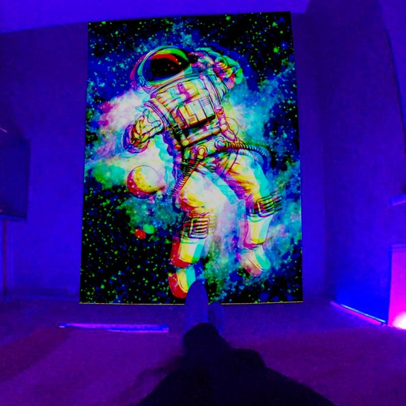 Trippy Astronaut Blacklight Tapestry - DormVibes