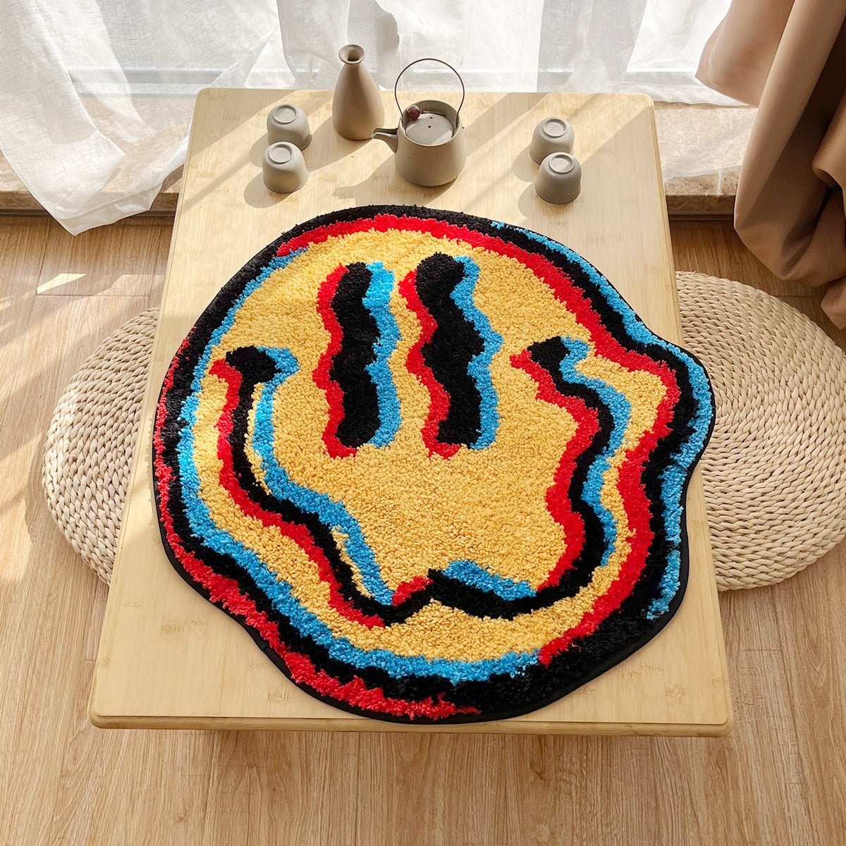 Trippy Smiley Face Tufted Rug – DormVibes
