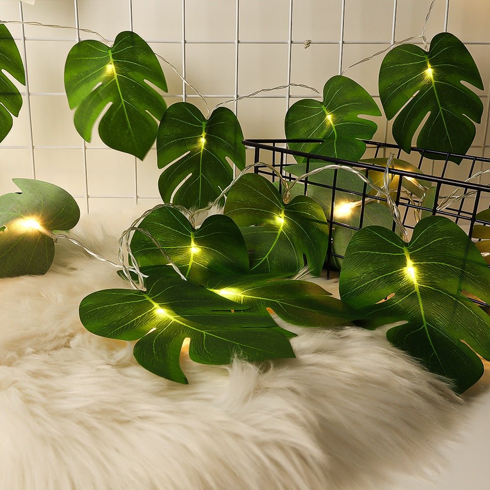 Tropical Monstera Leaf LED String Lights - DormVibes