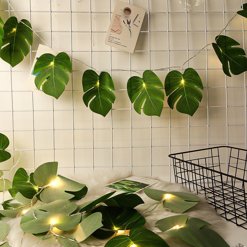 Tropical Monstera Leaf LED String Lights - DormVibes