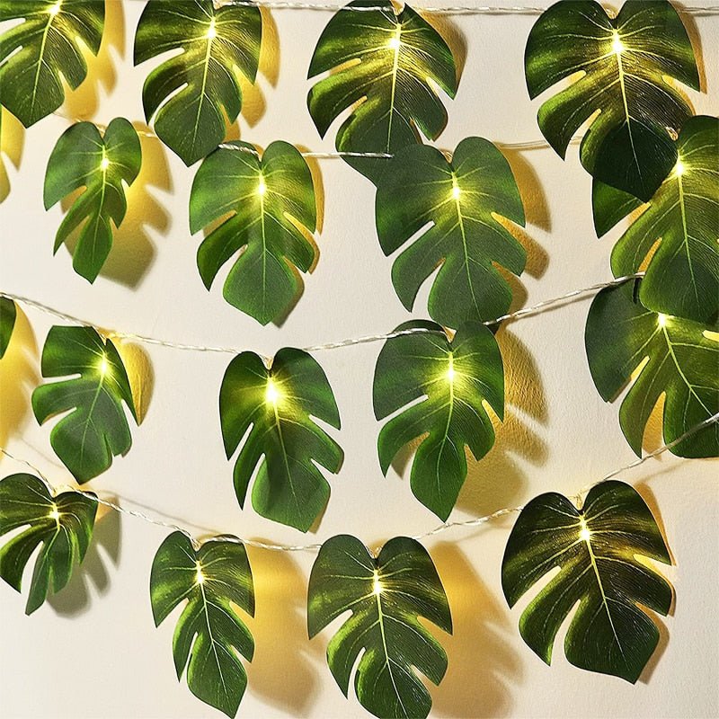 Tropical Monstera Leaf LED String Lights - DormVibes