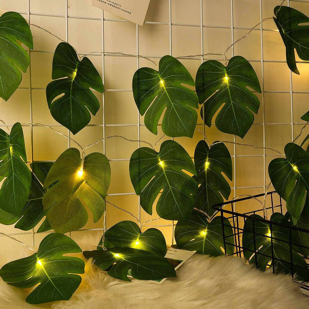 string lights for indoor plants Tropical Monstera Leaf LED String Lights – DormVibes