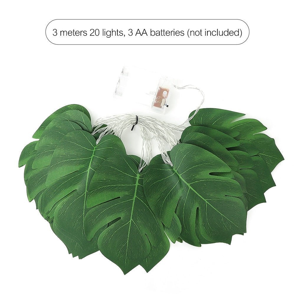 Tropical Monstera Leaf LED String Lights - DormVibes