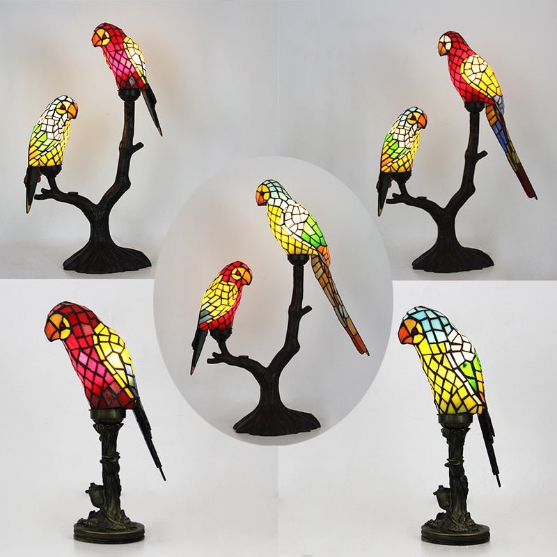 "Tropical Paradise" Tall Birds Parrot Tree Table Lamp - DormVibes