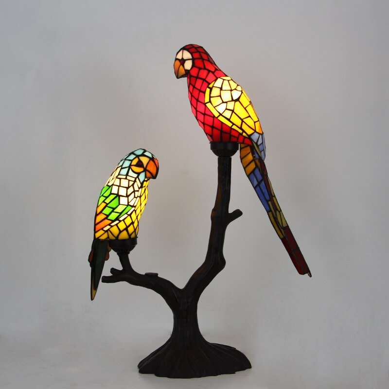 "Tropical Paradise" Tall Birds Parrot Tree Table Lamp - DormVibes