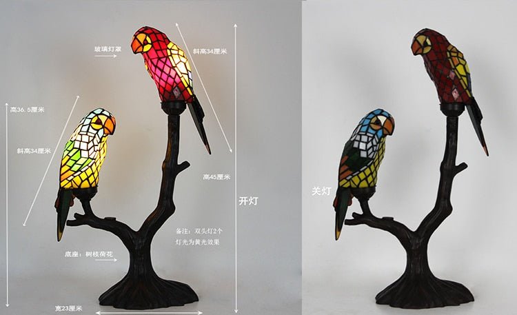 "Tropical Paradise" Tall Birds Parrot Tree Table Lamp - DormVibes