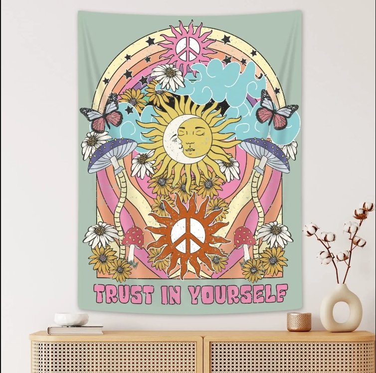Trust In Yourself Celestial Mushroom Tapestry - DormVibes