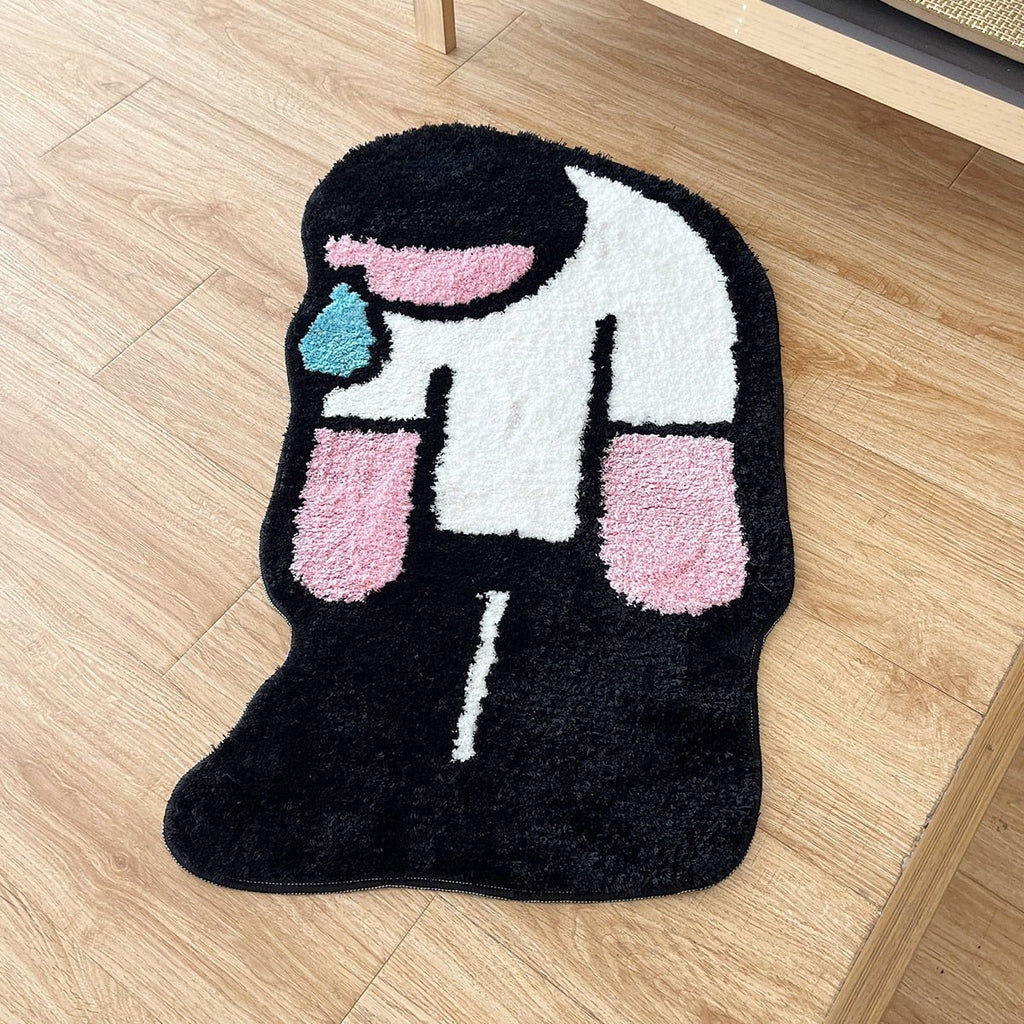 Tufting Sadness Man Rug - Funny Anti-Slip Floor Mat for Quirky Home Room Decor - DormVibes