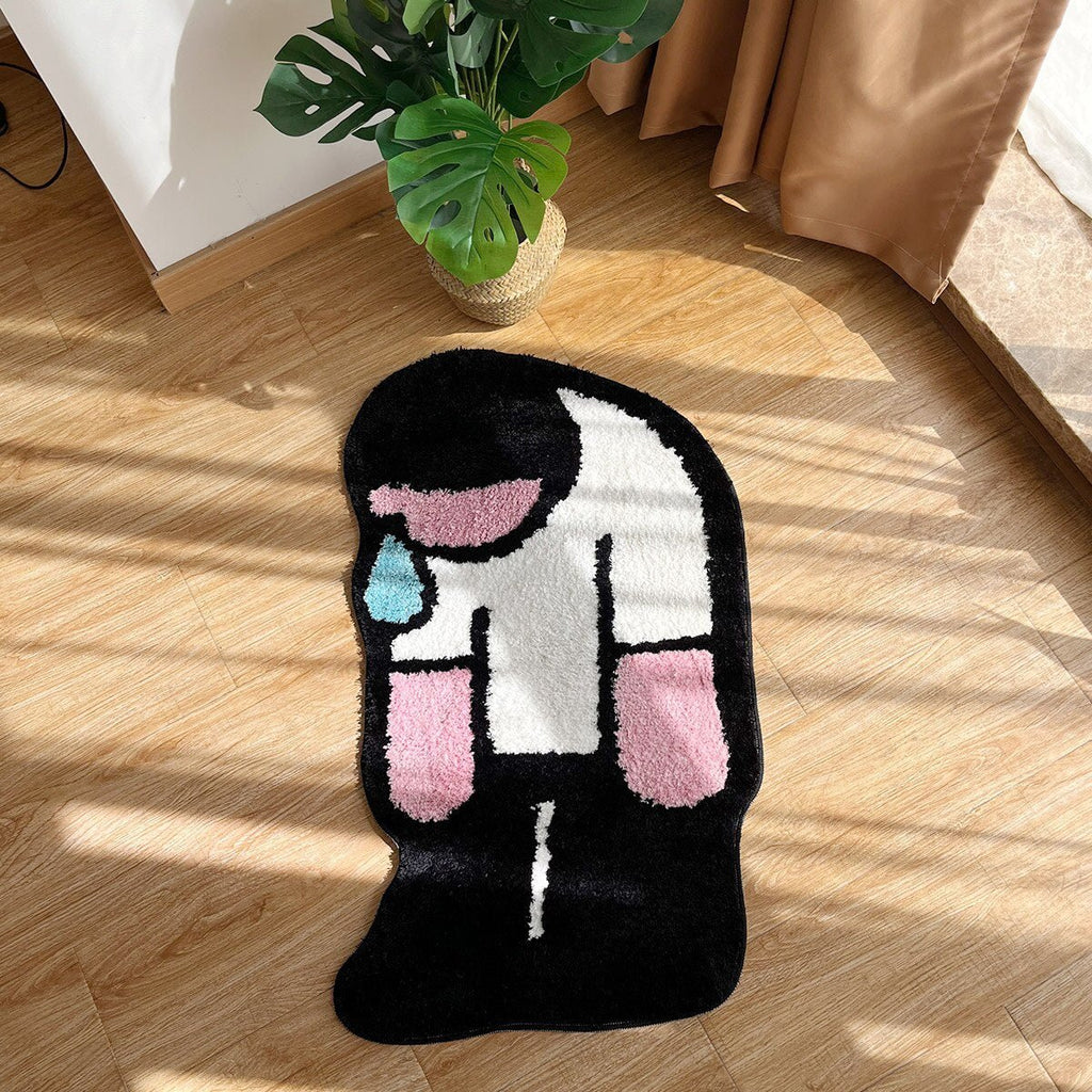 Tufting Sadness Man Rug - Funny Anti-Slip Floor Mat for Quirky Home Room Decor - DormVibes
