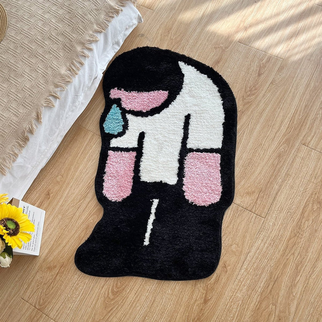 Tufting Sadness Man Rug - Funny Anti-Slip Floor Mat for Quirky Home Room Decor - DormVibes