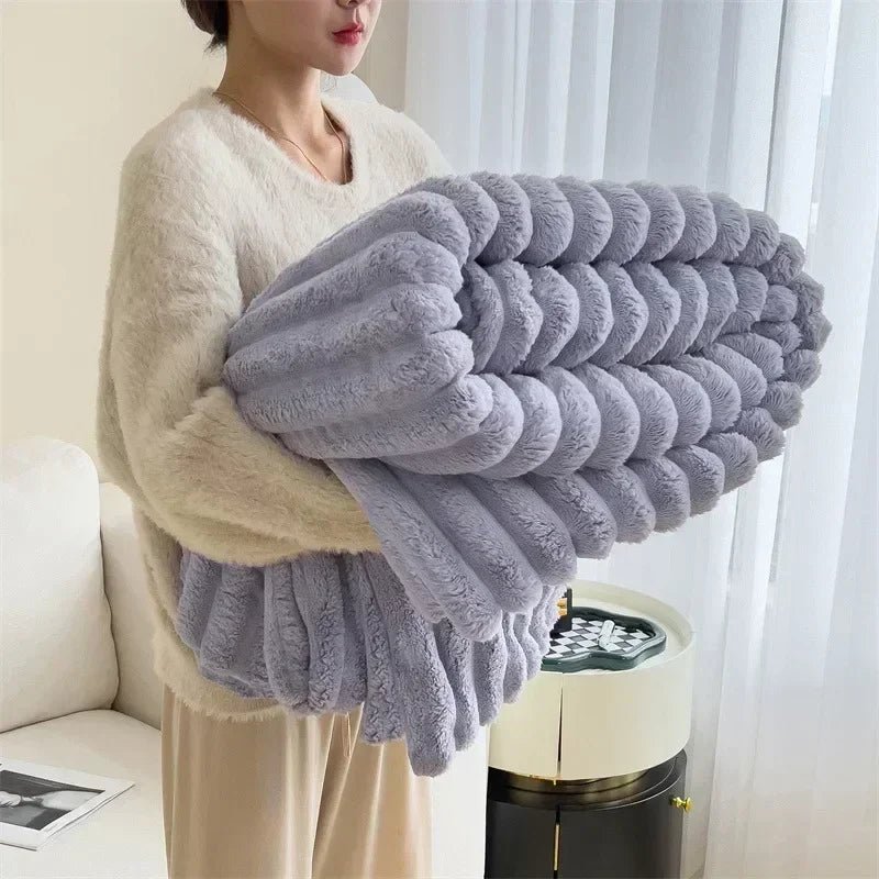 Ultra-Soft Rabbit Plush Blanket - Cozy Autumn Warmth for Bed & Sofa - DormVibes