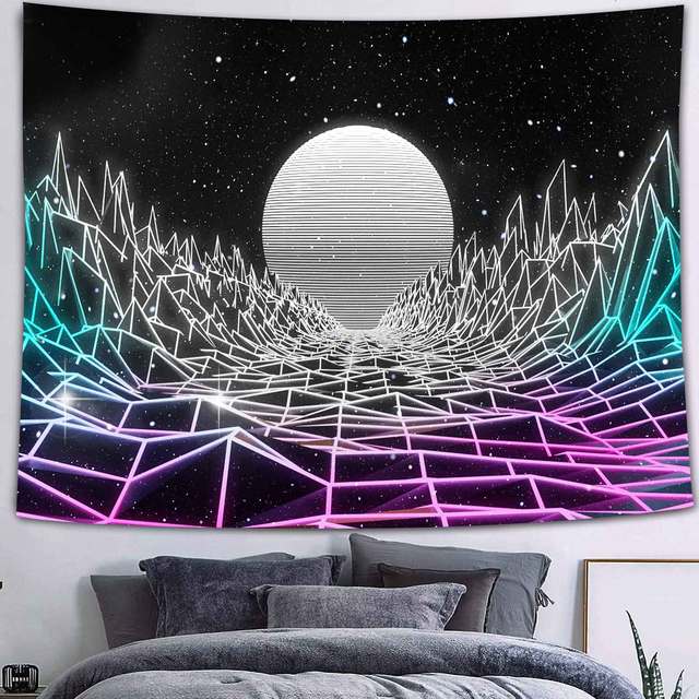 Ultraviolet Tapestry Fluorescent Tapestry Future City Tapestry 3D World Home Decor Boho Decor Hippie Tapestry Wall Hanging - DormVibes