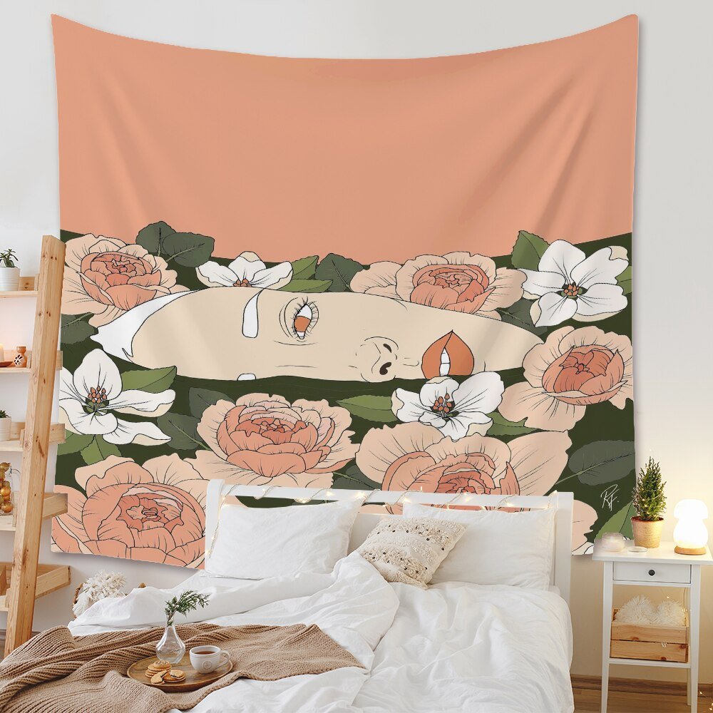 Unique Women-Inspired Wall Tapestry: Bohemian-Style Decor with Floral and Butterfly Motifs - DormVibes