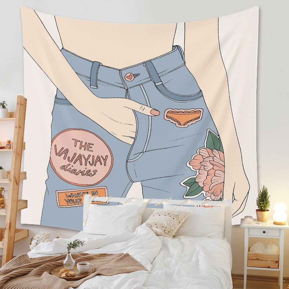 Unique Women-Inspired Wall Tapestry: Bohemian-Style Decor with Floral and Butterfly Motifs - DormVibes