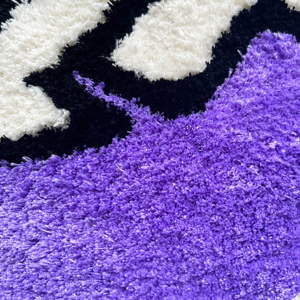 UNO Reverse Card Tufted Rug: Handmade, Fluffy, Soft Mat in Purple for Girl's Rooms and Birthday Gifts - DormVibes