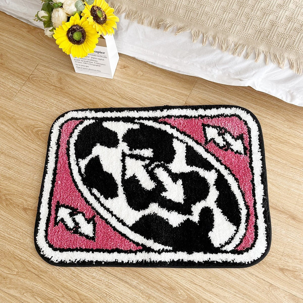 UNO Reverse Card Tufted Rug: Handmade, Fluffy, Soft Mat in Purple for Girl's Rooms and Birthday Gifts - DormVibes