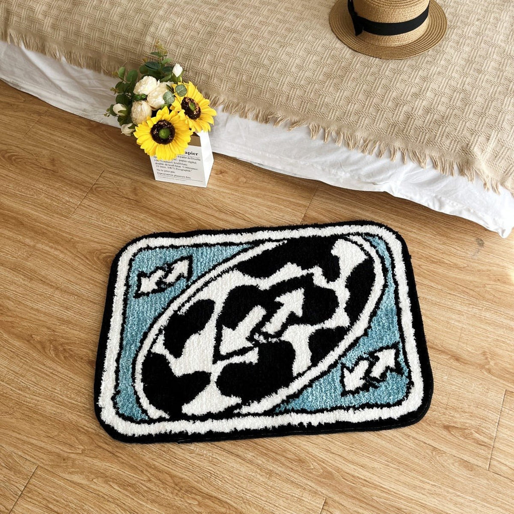 UNO Reverse Card Tufted Rug: Handmade, Fluffy, Soft Mat in Purple for Girl's Rooms and Birthday Gifts - DormVibes