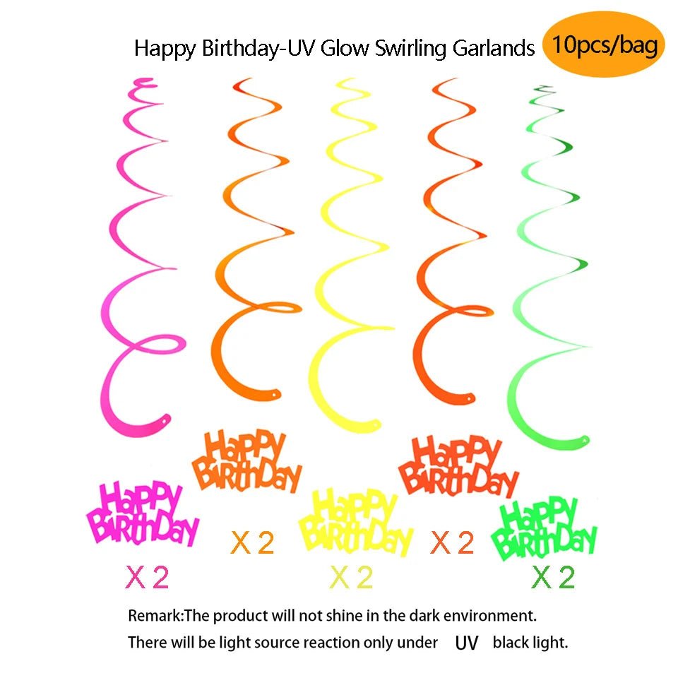 UV Blacklight Balloons - Happy Birthday Glow In The Dark Neon Glowing - DormVibes