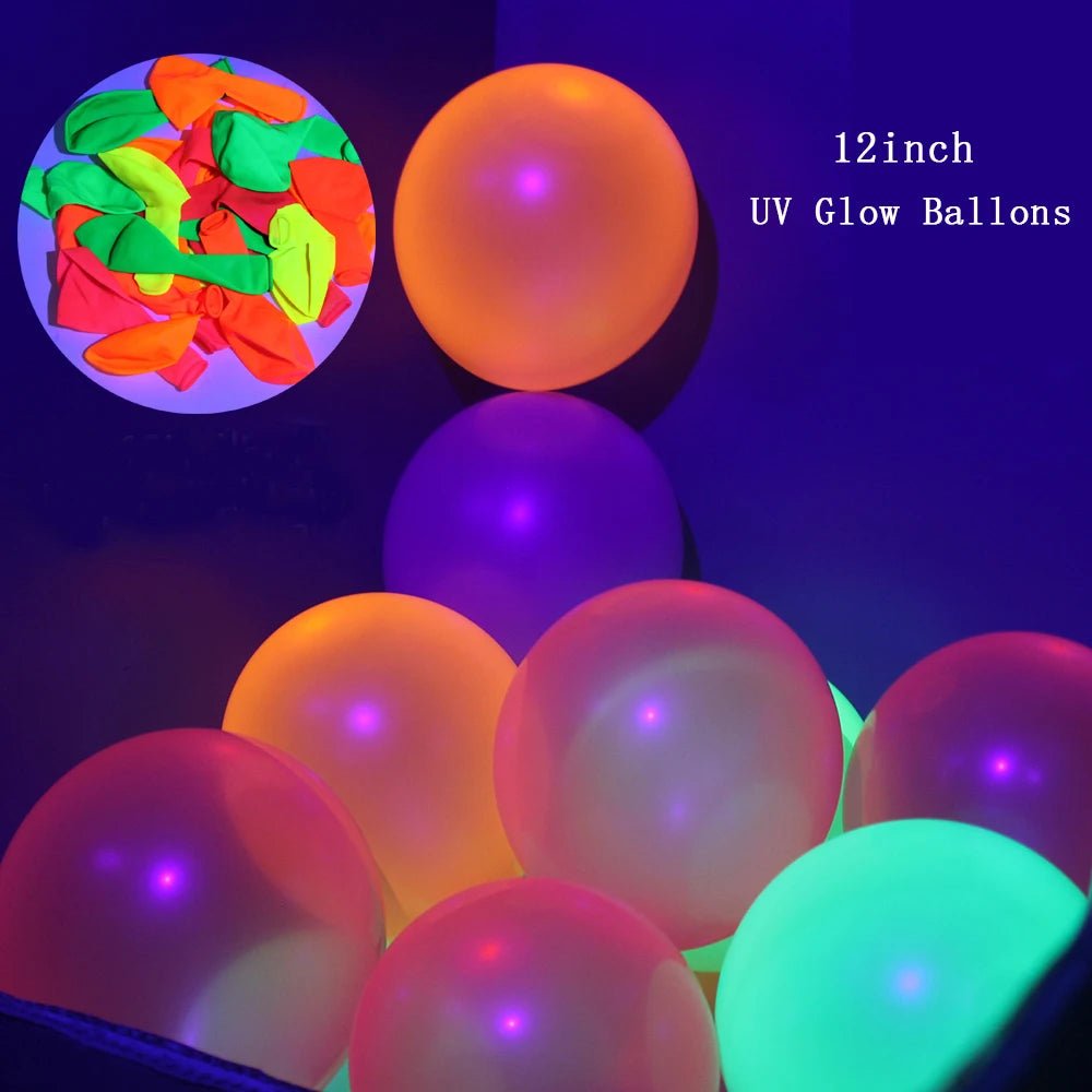 UV Blacklight Balloons - Happy Birthday Glow In The Dark Neon Glowing - DormVibes