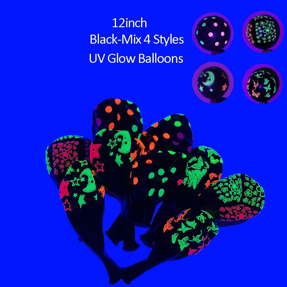 UV Blacklight Balloons - Happy Birthday Glow In The Dark Neon Glowing - DormVibes