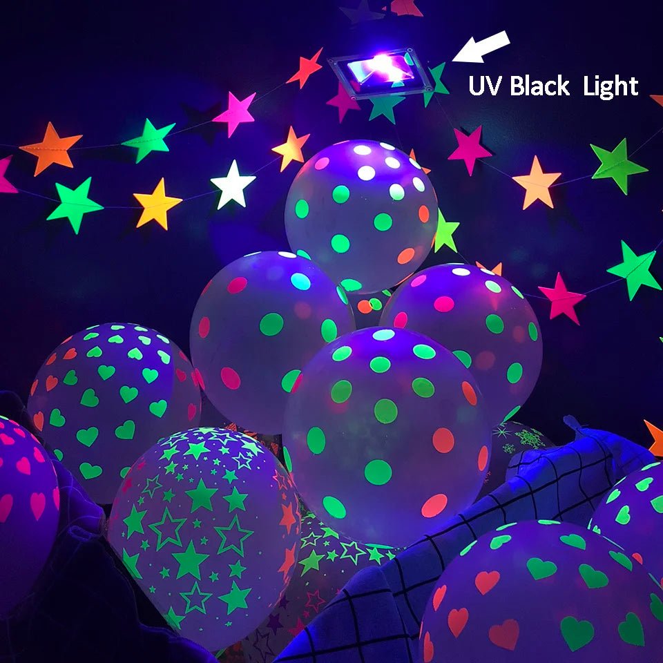 UV Blacklight Balloons - Happy Birthday Glow In The Dark Neon Glowing - DormVibes