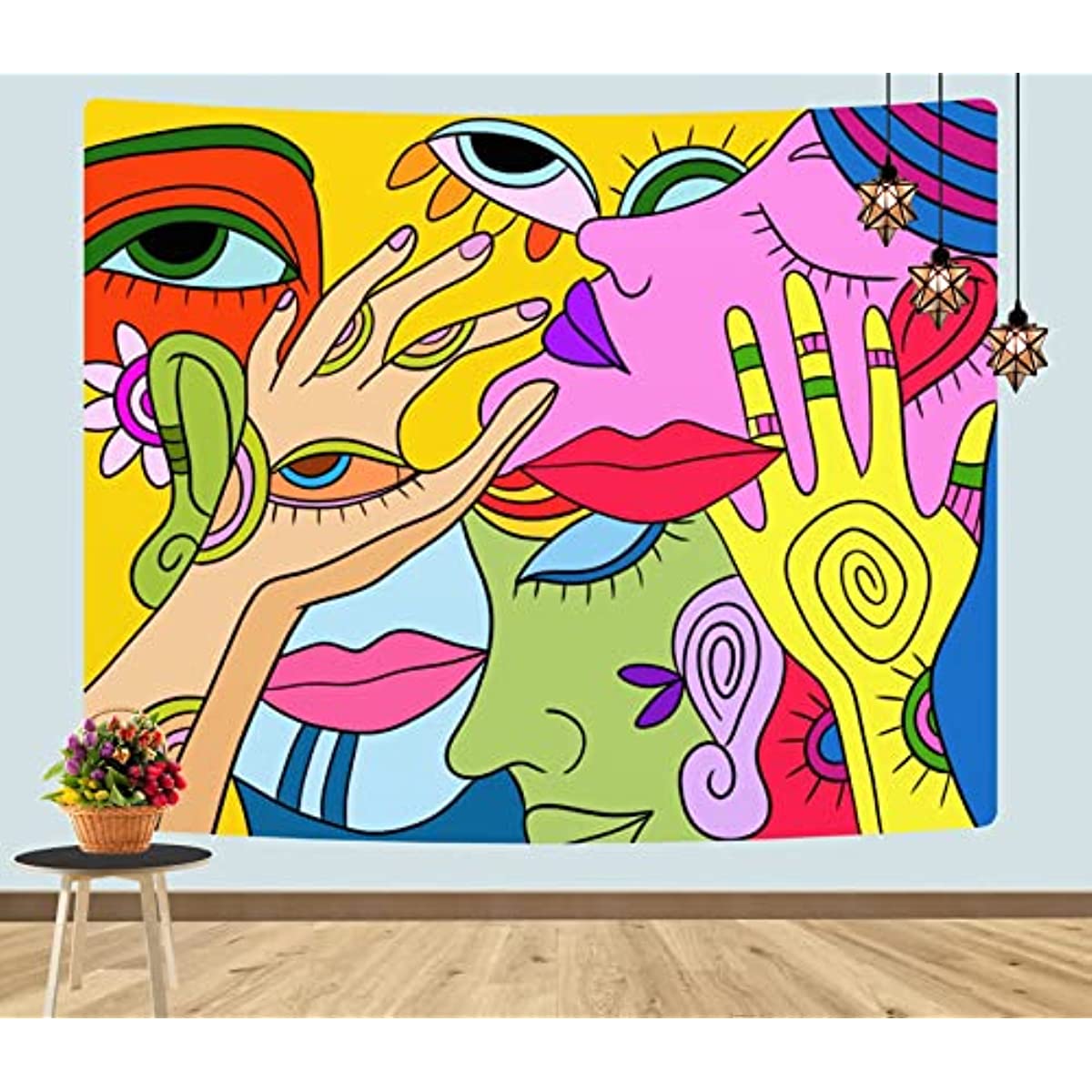 Vibrant Expression: Hippie Abstract Colorful Women Tapestry