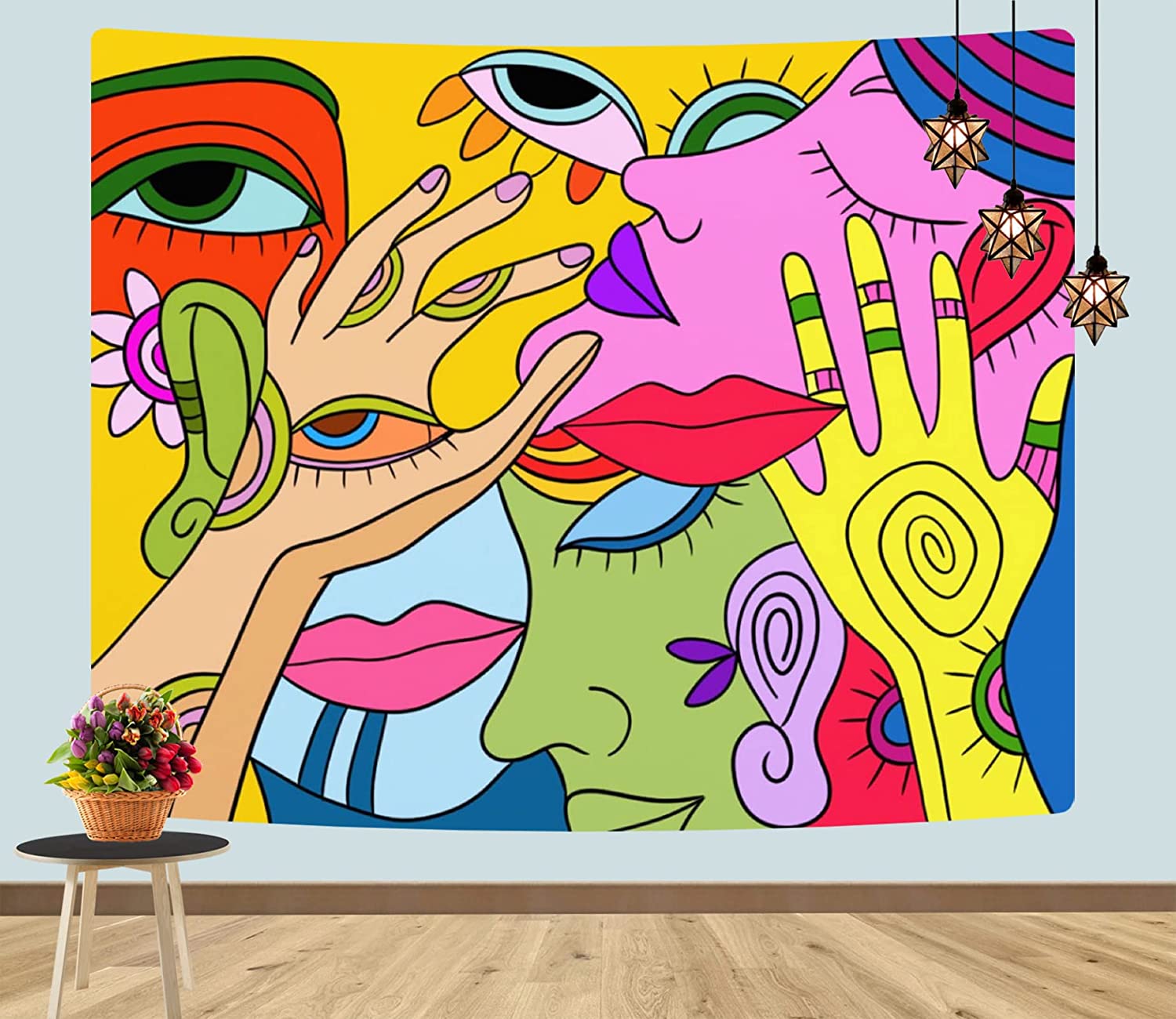 Vibrant Expression Hippie Abstract Colorful Women Tapestry