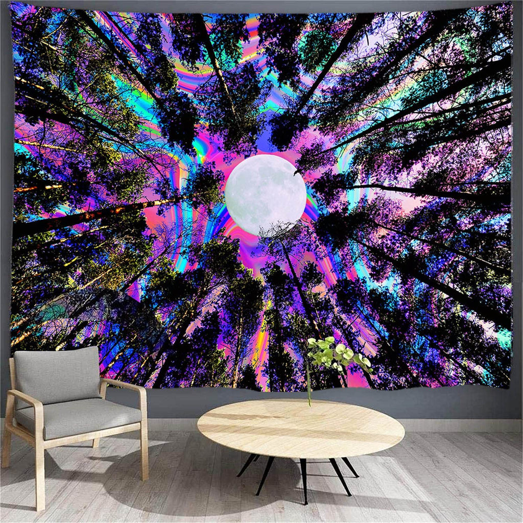 Vibrant Forest BlackLight Tapestry - DormVibes