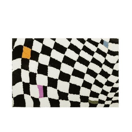 Vintage Chessboard Plaid Bath Mats - Cozy Retro Floral Carpet for Bathroom and Home Decor - DormVibes