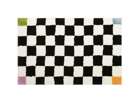 Vintage Chessboard Plaid Bath Mats - Cozy Retro Floral Carpet for Bathroom and Home Decor - DormVibes