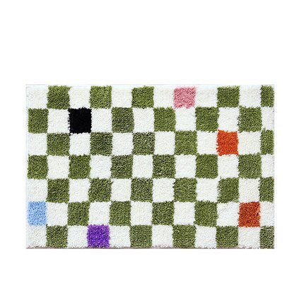 Vintage Chessboard Plaid Bath Mats - Cozy Retro Floral Carpet for Bathroom and Home Decor - DormVibes